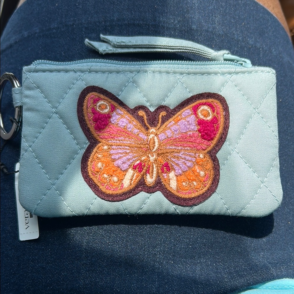 Vera Bradley Quilted Butterfly mini wallet -ID-Bag - Light Blue and OrangeNWT